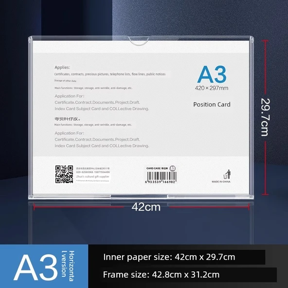 A4 Kağıt Koruyucu Dosya Kutusu - A3 Yatay