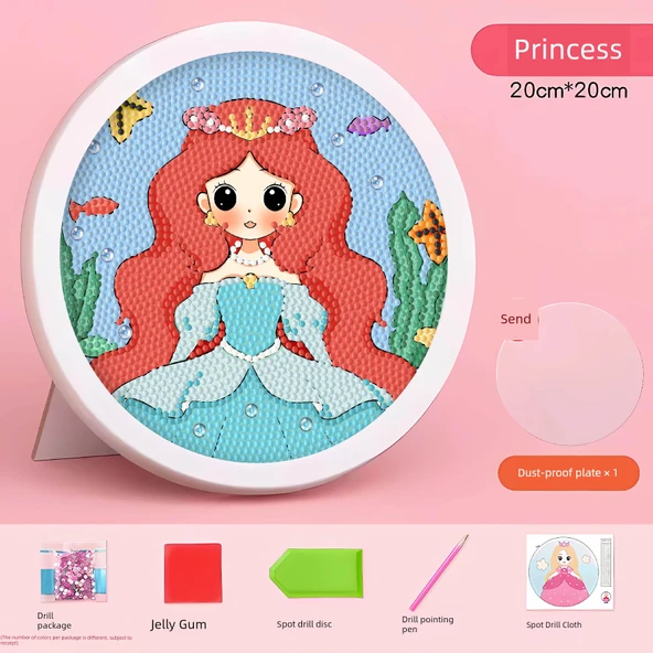 Prenses Taş 3D Kristal Çıkartma Kitabı - Deniz Altı Prenses 20*20cm - Fotoğraf Çerçevesi + Set