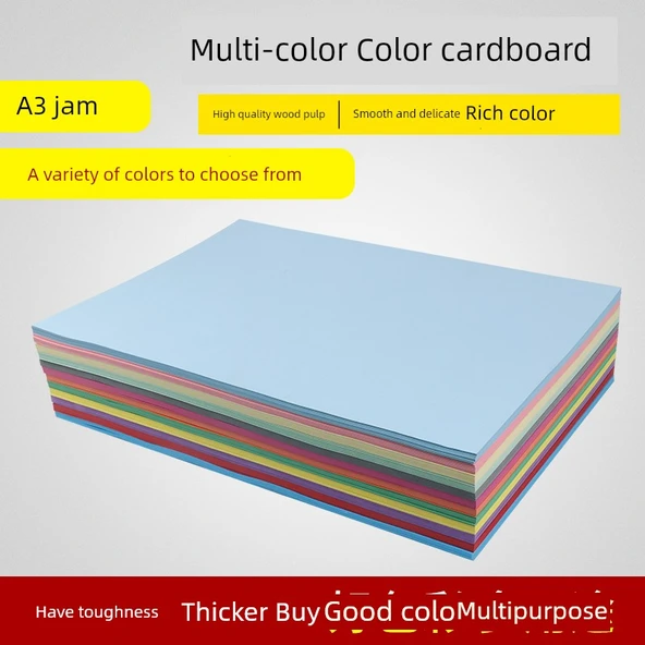 A3 230g Karışık Renk Karton Kağıt - 10 Renk, 5 Sayfa Her Biri - Resim 4