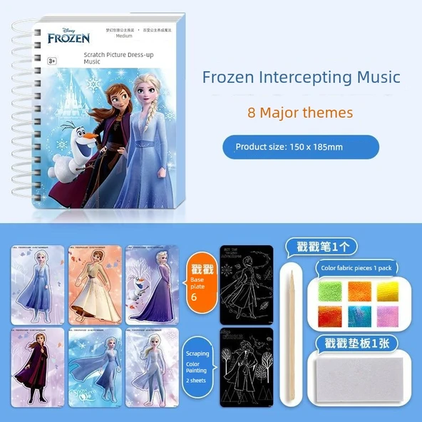 El Yapımı Poke Boyama Kitabı - Frozen - 6 Poke + 2 Scratch + Bez Çanta + Araçlar