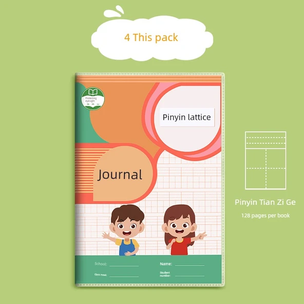 Pinyin Tian Zi Ge Okul Günlüğü Defteri - Pinyin Tian Zi Ge [4 Paket]