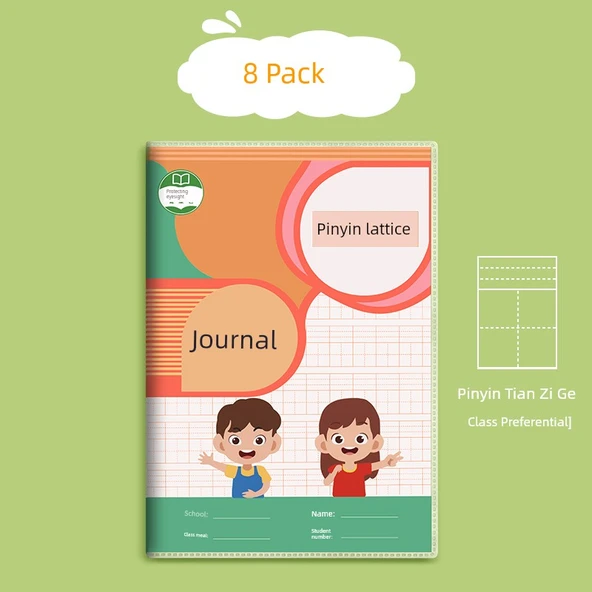 Pinyin Tian Zi Ge Okul Günlüğü Defteri - Pinyin Tian Zi Ge [8 Paket]
