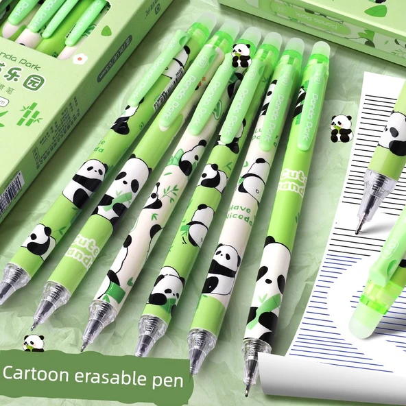 Silinebilir Jel Kalem - Panda Cenneti - 12 Mavi (20 Yedek Mavi) - 0.5mm - 2
