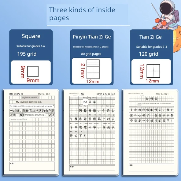 Öğrenci Günlüğü Defteri A5 - Kare Izgara - [Sınıf Özel] 40 Paket Küçük Kızlar/Tian Zi Ge - Resim 3
