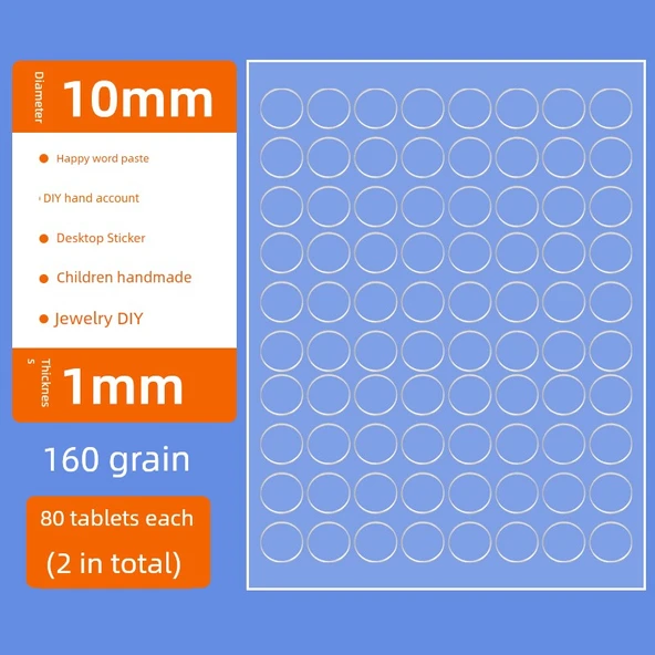 Nano İki Taraflı Yapıştırıcı - Dairesel 10mm Çap - 160 Parça