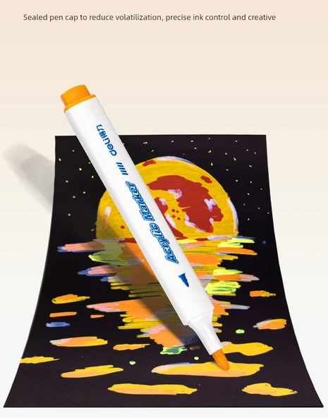 Akrilik Marker Kalem Seti - 12 Renk - Saplı - Kutu - 12