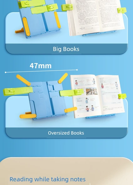 Çocuklar için Ayarlanabilir Kitap Tutucu - Klasik-Beyaz ve Mavi - 12