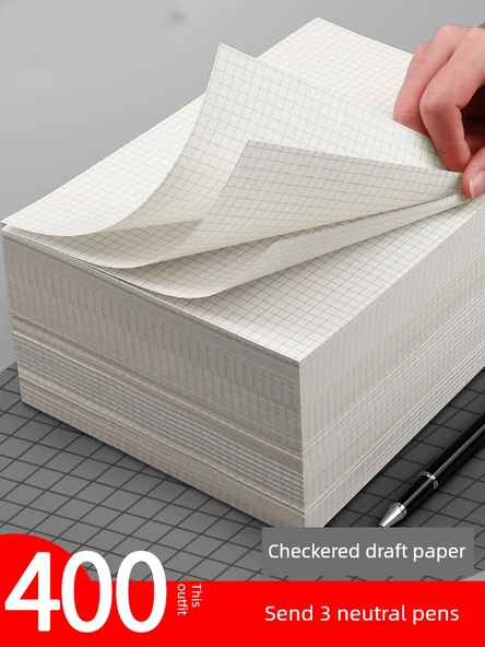 Kare Çizim Defteri - 400 Sayfa, 10 Kopya, Boş + 3 Kalem - Resim 2