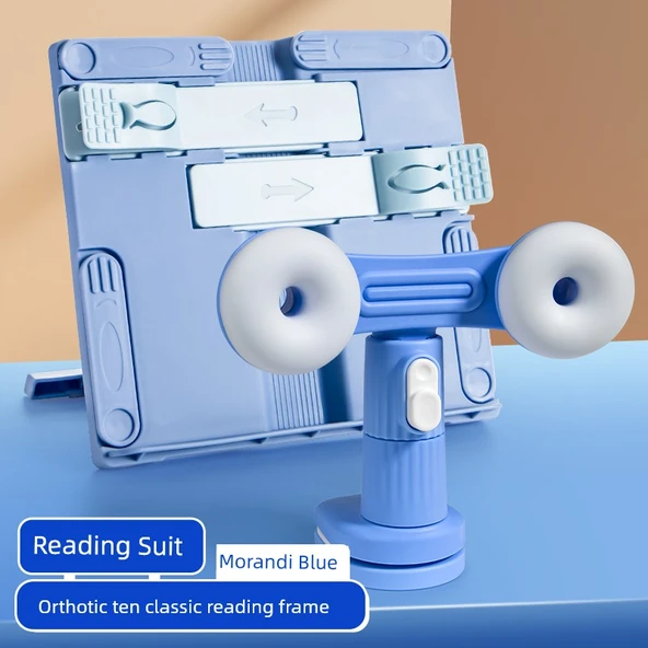 Çocuklar için Ayarlanabilir Kitap Tutucu - Pozitif Postür Seti Molan Okuma Çerçevesi + Mavi Düzeltici