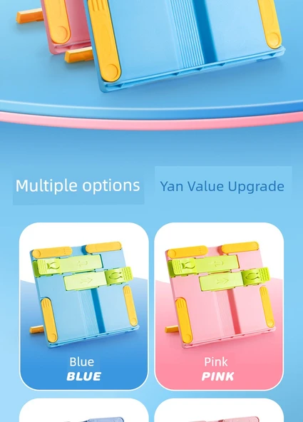 Çocuklar için Ayarlanabilir Kitap Tutucu - 2 Paket Klasik-Pembe + Mavi - 7