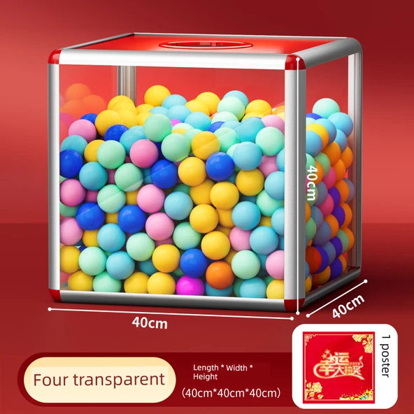 Şeffaf Çekiliş Kutusu 40cm - Dört Taraflı