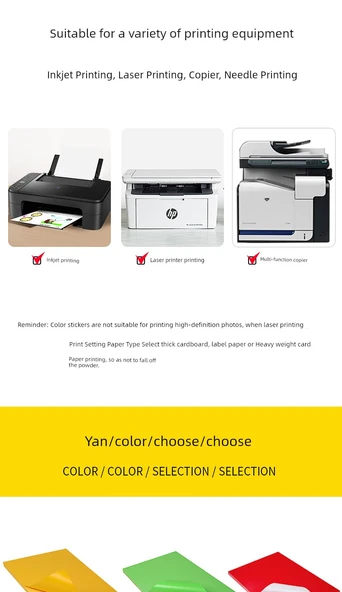 A4 Renkli Yapışkan Etiket Baskı Kağıdı - Kahverengi Ambalaj Kağıdı - 100 Sayfa - Resim 8