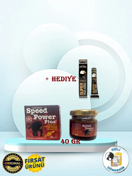 1 Kutu 40 gr Speed Power Plus Bitkisel Karışımlı Kuvvet Macun + 1 Kutu Super Viga 50000 Erkeklere Özel Gecikmeli Krem