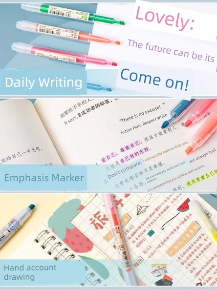 Fluoresan Marker Kalem Seti - Pembe (6) - Resim 4