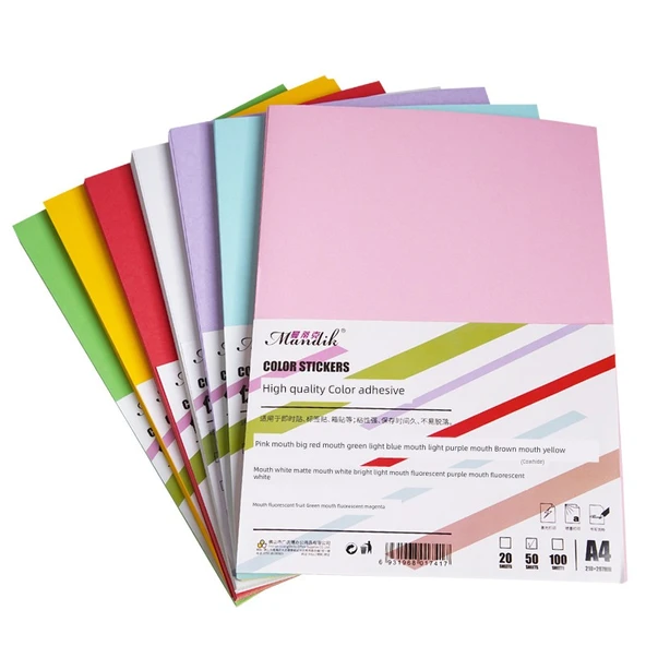 A4 Renkli Yapışkan Etiket Baskı Kağıdı - Kahverengi Ambalaj Kağıdı - 100 Sayfa - Resim 6