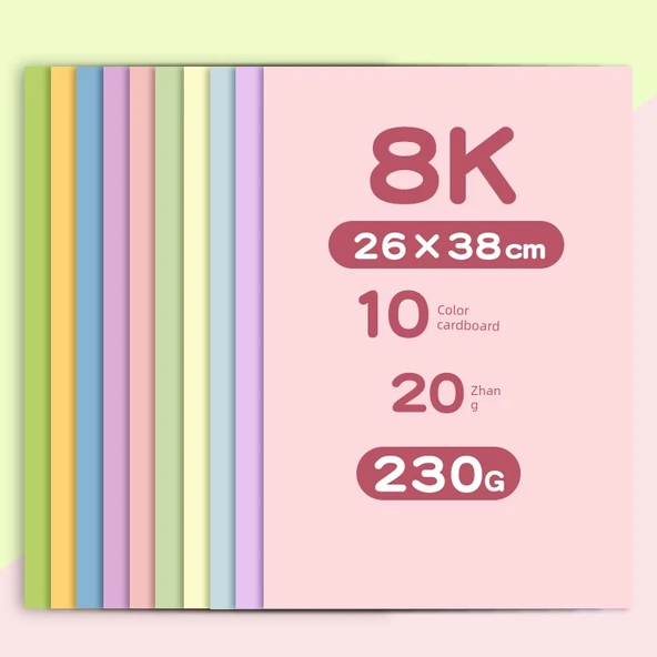 Morandi Makaron Renkli Karton 8K - Makaron Karışımı 10 Renk 20 Sayfa