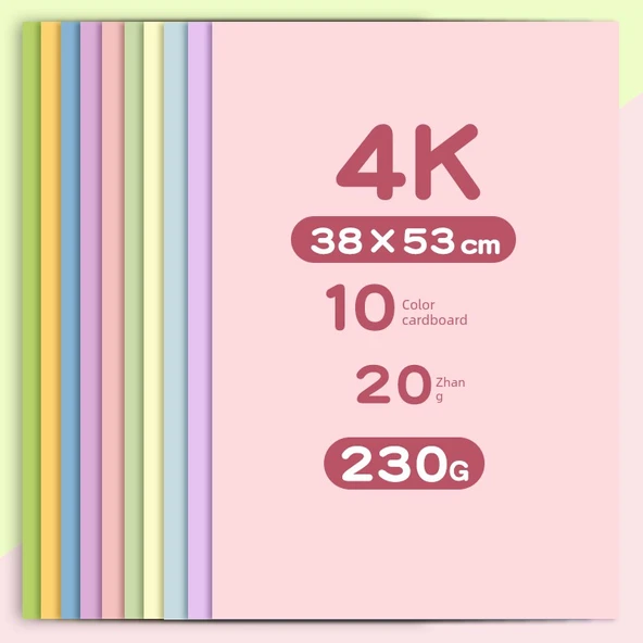 Morandi Makaron Renkli Karton 4K - Makaron Karışımı 10 Renk 20 Sayfa