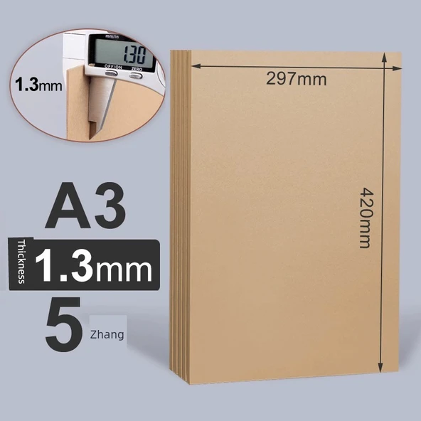 A3 İki Taraflı Deri Karton 1.3mm Kalınlık - 5 Sayfa