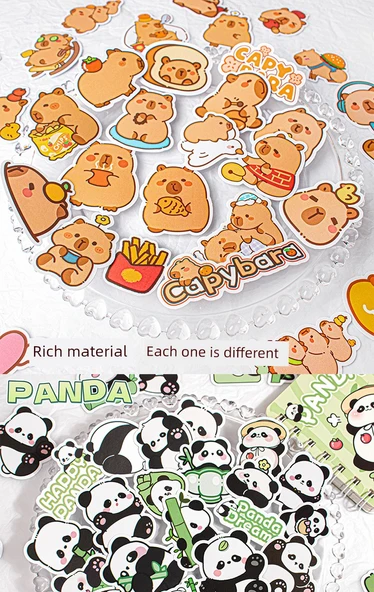 Kapibara Panda Çıkartmaları - 200 Adet Kabi Bala + Panda/Her biri 100 Adet - 7