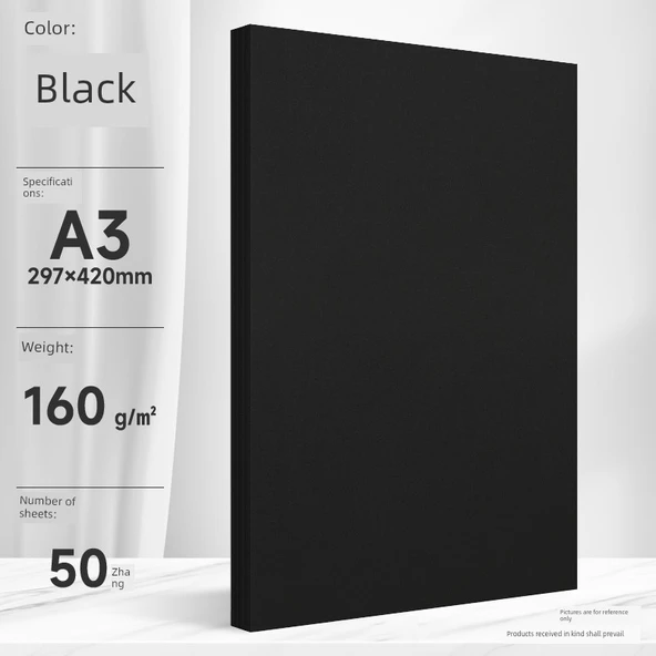 Siyah Karton Kağıt - A3 160g 50 Sayfa