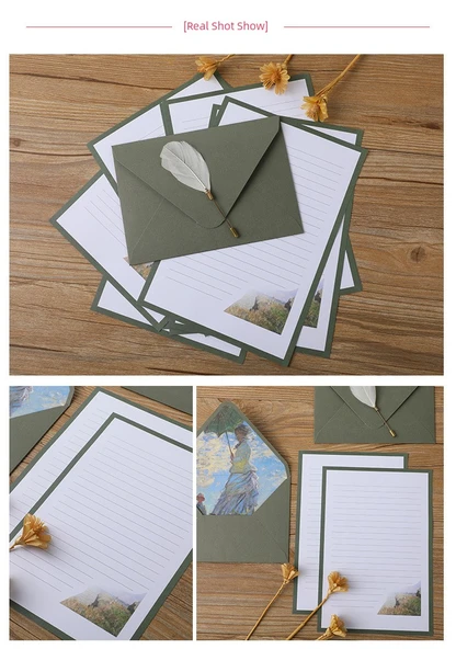 Retro Sanatsal Mektup Kağıdı Zarf Seti - Van Gogh Tasarımı - 11