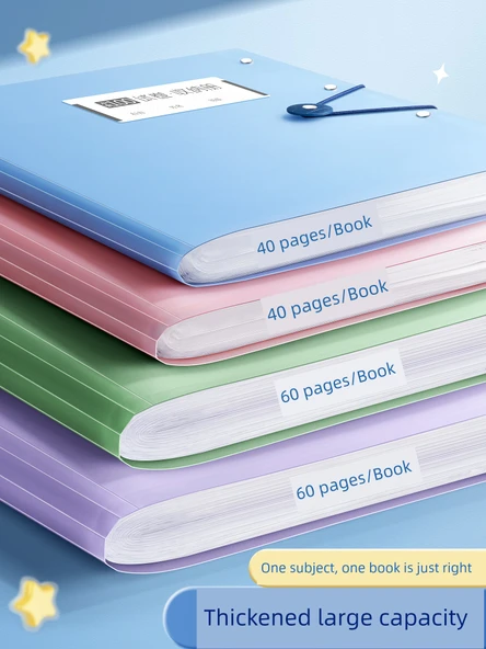 A3 A4 Test Kağıdı Depolama Klipsli Klasör - 6 Paket/Mavi * 3 + Yeşil * 3 - 40 Sayfa - 80 Pozitif ve Ters Paket - Flüoresan Kalem + Konu Etiketi - 2