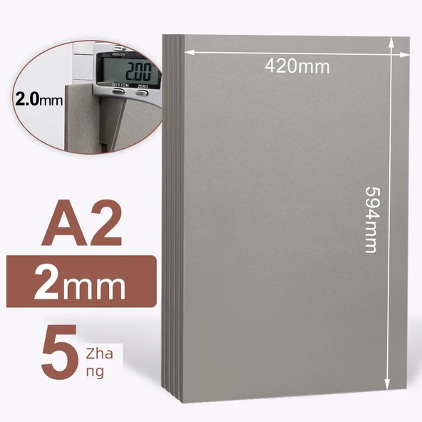 A2 İki Taraflı Gri Karton 2.0mm Kalınlık - 5 Sayfa