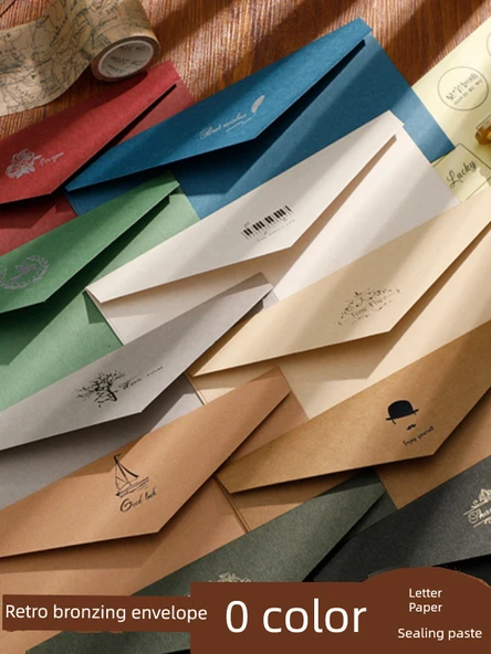 Avrupa Tarzı Altın Kaplama Zarf Seti - 5 Açık Renk 5 Koyu Renk + 50 inç Sarı Yatay + Şeffaf Yapıştırıcı - Resim 2