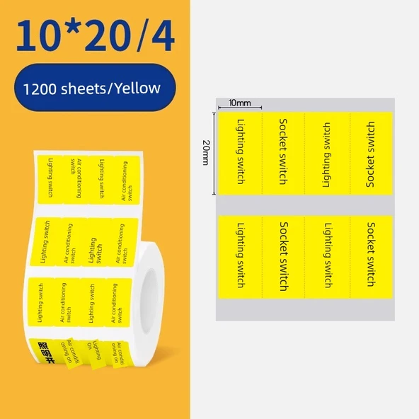 Anahtar Etiket Sticker - Boş Etiket 10*20 Dört Sıra 1200 Sarı