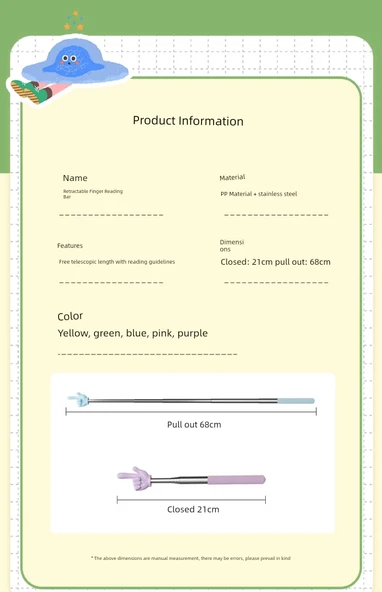 Makaron Uzatılabilir Parmak İşaretleme Çubuğu - Kalite Teleskopik - Yaban Mersini Moru - Resim 9