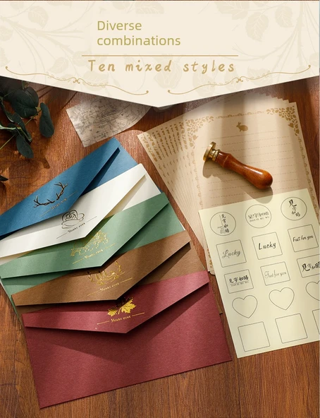 Avrupa Tarzı Altın Kaplama Zarf Seti - 5 Açık Renk 5 Koyu Renk + 50 inç Sarı Yatay + Şeffaf Yapıştırıcı - Resim 8