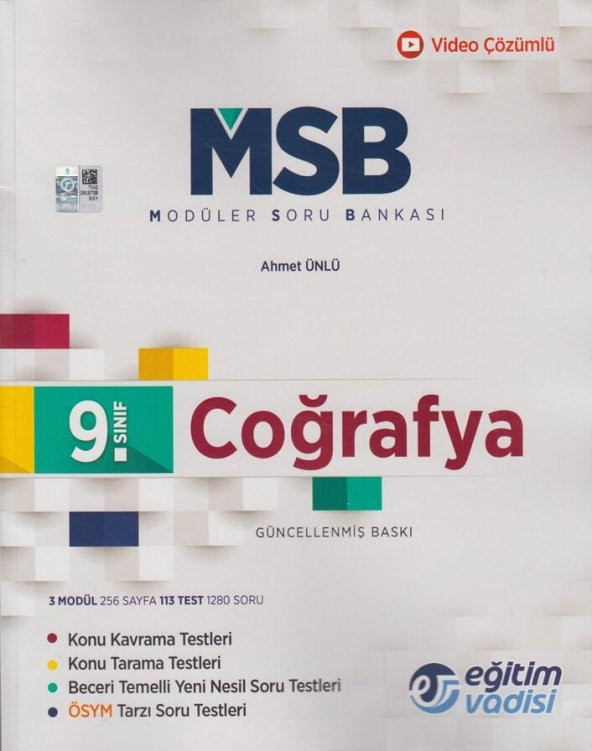 Eğitim Vadisi Yayınları 9. Sınıf Coğrafya Güncel MSB Modüler Soru Bankası