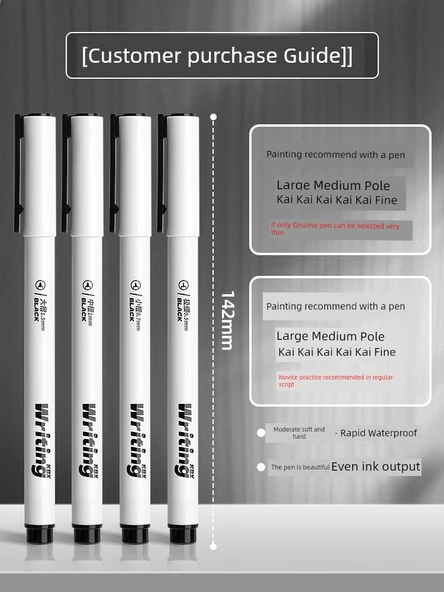 Kaligrafi Yumuşak Kalem Fırça Seti - İnce Font 4'lü Paket - 3