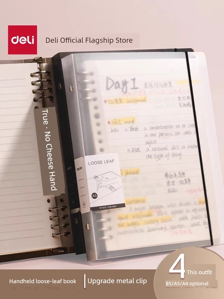B5 Yatay Çizgi Siyah Beyaz 4 Yenilenebilir Yaprak Defter - 2