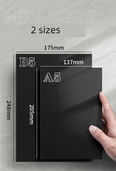 Retro Deri A5 Defter - Siyah Kartız Yatay Çizgi 4 Paket - 1024 Sayfa - 9