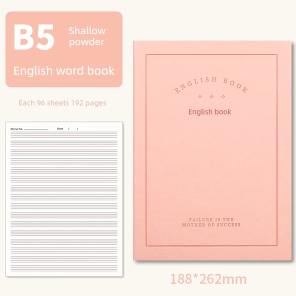 B5 İngilizce Kelime Defteri - Pembe