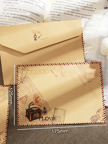 Retro Havacılık Tarzı Zarf - Beyaz - 24'lü Paket - C36 - 4