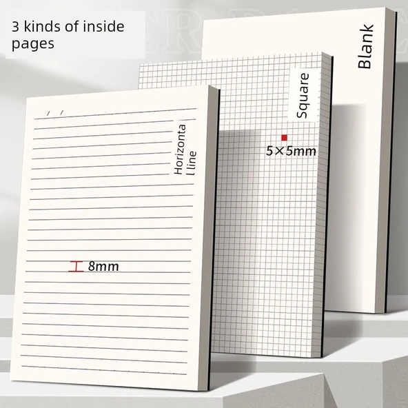 Retro Deri A5 Defter - Siyah Kartız Yatay Çizgi 2 Paket - 512 Sayfa - Resim 4