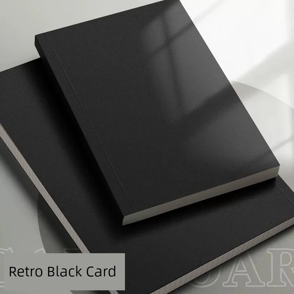 Retro Deri A5 Defter - Siyah Kartız Yatay Çizgi 4 Paket - 1024 Sayfa - 3
