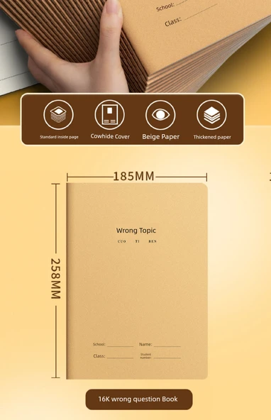 16K Kahverengi Ambalaj Kağıdı Defter - 5 Paket [Alıştırma Defteri] 16K/Kalın - 8