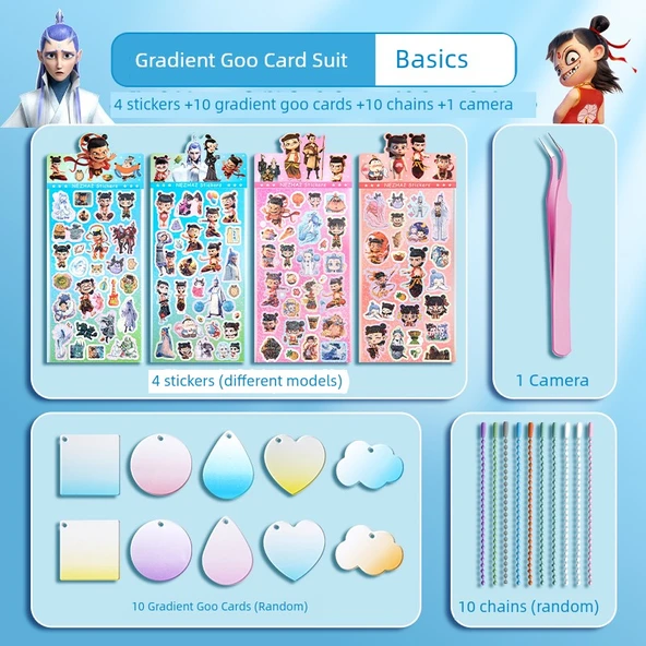 Goo Kart DIY Seti - Temel Set 4 Çıkartma + 10 Gradient Kart + 10 Zincir + Cımbız