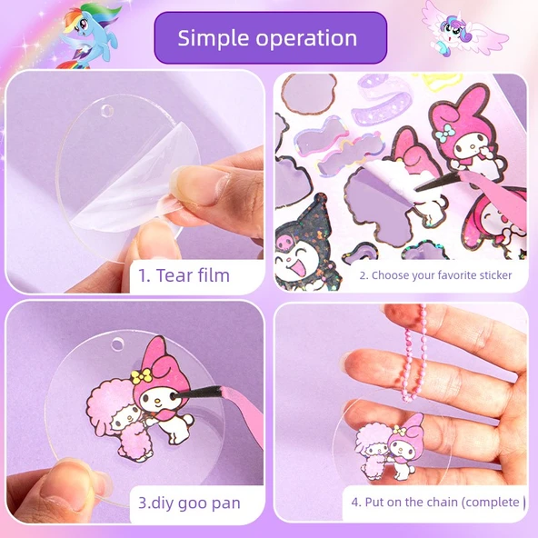 3D Sanrio Goo Takımı - Lüks [DH-C] - 20 Çıkartma + 50 Gradyan Goo Kart + 50 Zincir + 1 Cımbız - 6