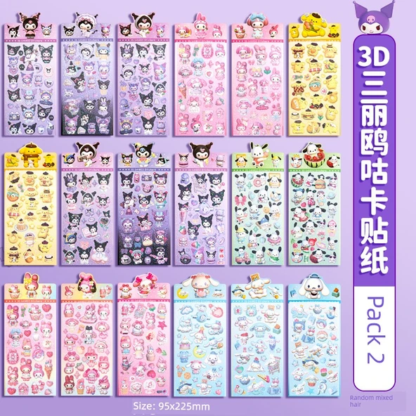 3D Sanrio Goo Takımı - Lüks [DH-C] - 20 Çıkartma + 50 Gradyan Goo Kart + 50 Zincir + 1 Cımbız