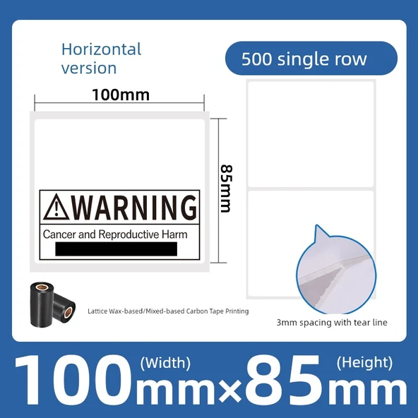 Yapışkan Kaplamalı Kağıt Etiket Rulosu - 100x85x500 Yatay - Yırtma Hattı