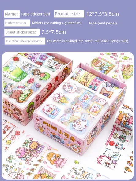 Prenses Desenli Çocuk Sticker Seti - 4 Sticker + 4 Bant Rastgele 1 - 6