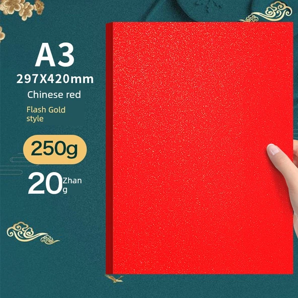 Altın Çin Kırmızı A3 250G Karton - 20 Sayfa