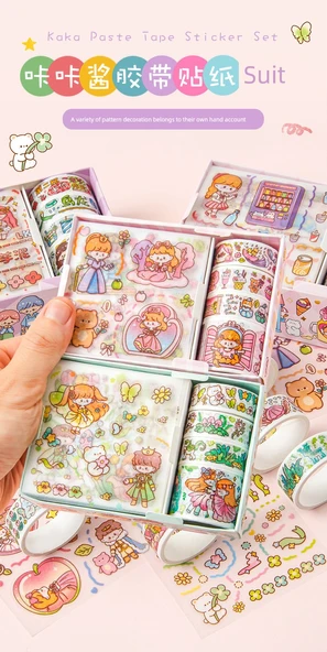 Prenses Desenli Çocuk Sticker Seti - 4 Sticker + 4 Bant Rastgele 1 - 7