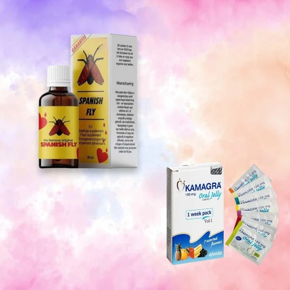 1 Kutu Spanish Fly Bayanlara istek Damla + 1 Kutu Meyveli oral Jell 7 Ayrı Meyve Aromalı jel Kadın Erkek Aşk Artirici