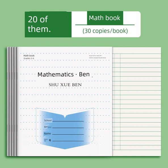Okul Alıştırma Defteri - Matematik Kitabı [20 Paket] Kalın 30