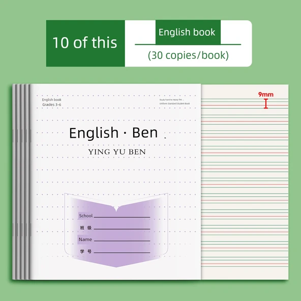 Okul Alıştırma Defteri - İngilizce Kitap [10 Paket] Kalın 30 Adet